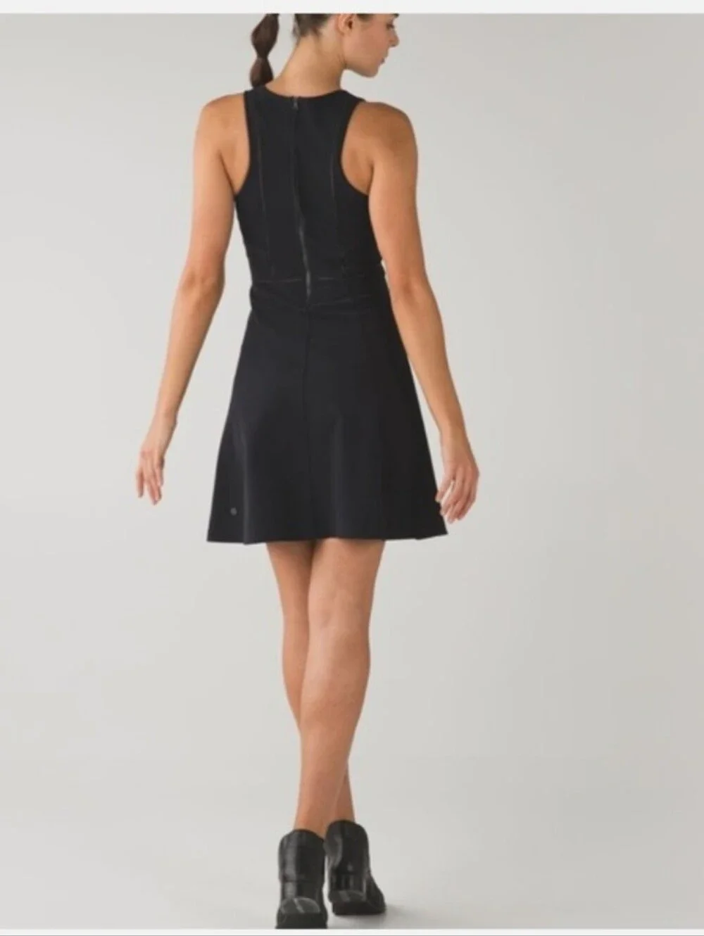 Lululemon Go Til Dawn Tennis Dress Black Zip Back Size 4